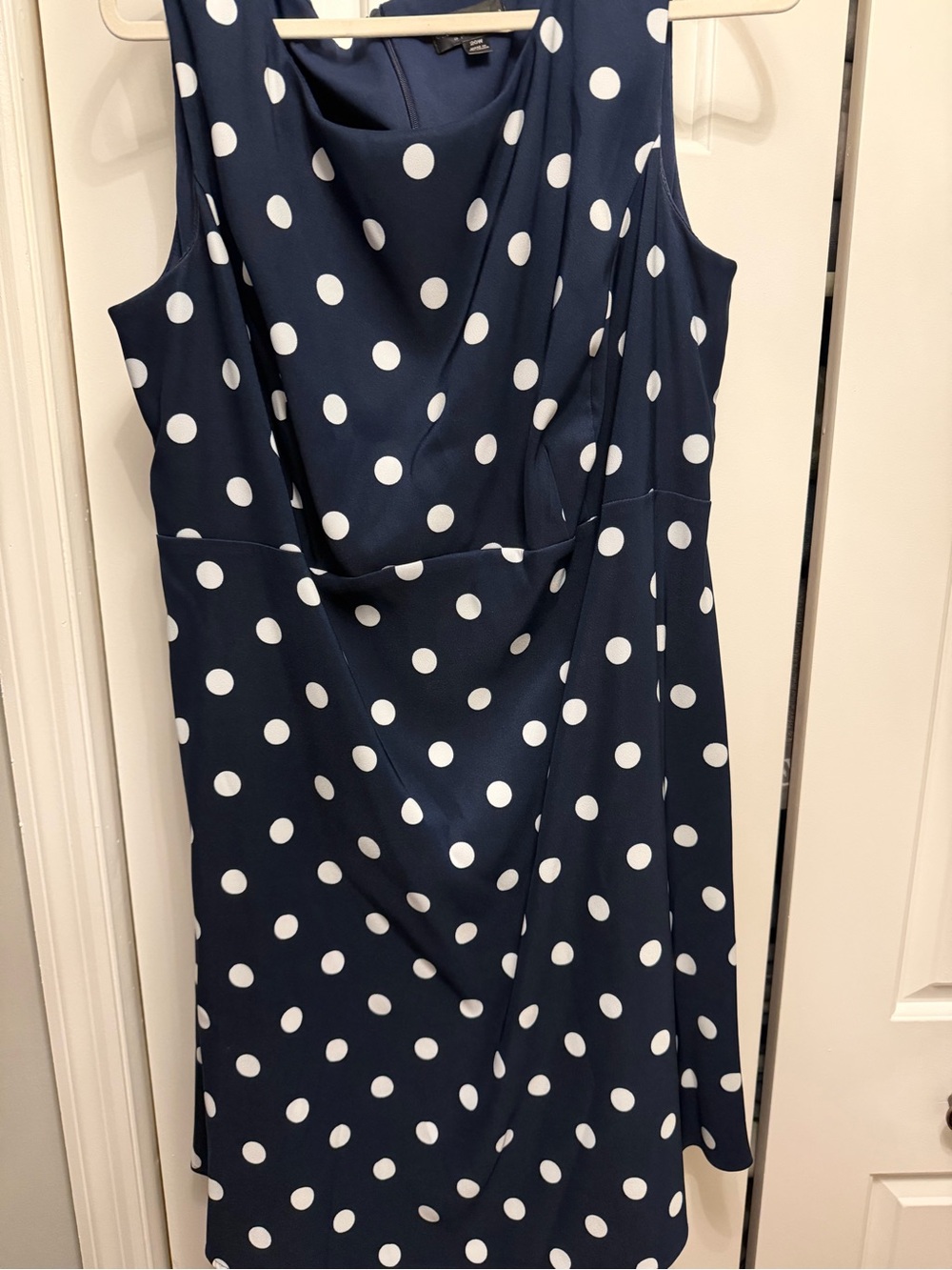 connected apparel Navy and White Polka Dot Midi Dress